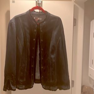 Navy blue jacket with black trim. It is from live a little and is a 2x.